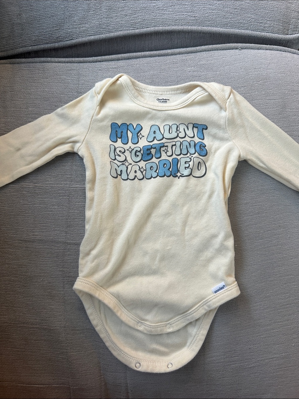 Gerber Cream Long-Sleeve One-Piece Bodysuit “My Aunt is Getting Married”